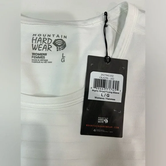 Mountain Hardwear Women's Large Mighty Stripe Long Sleeve Top Cream NWT T-Shirt - Picture 4 of 9